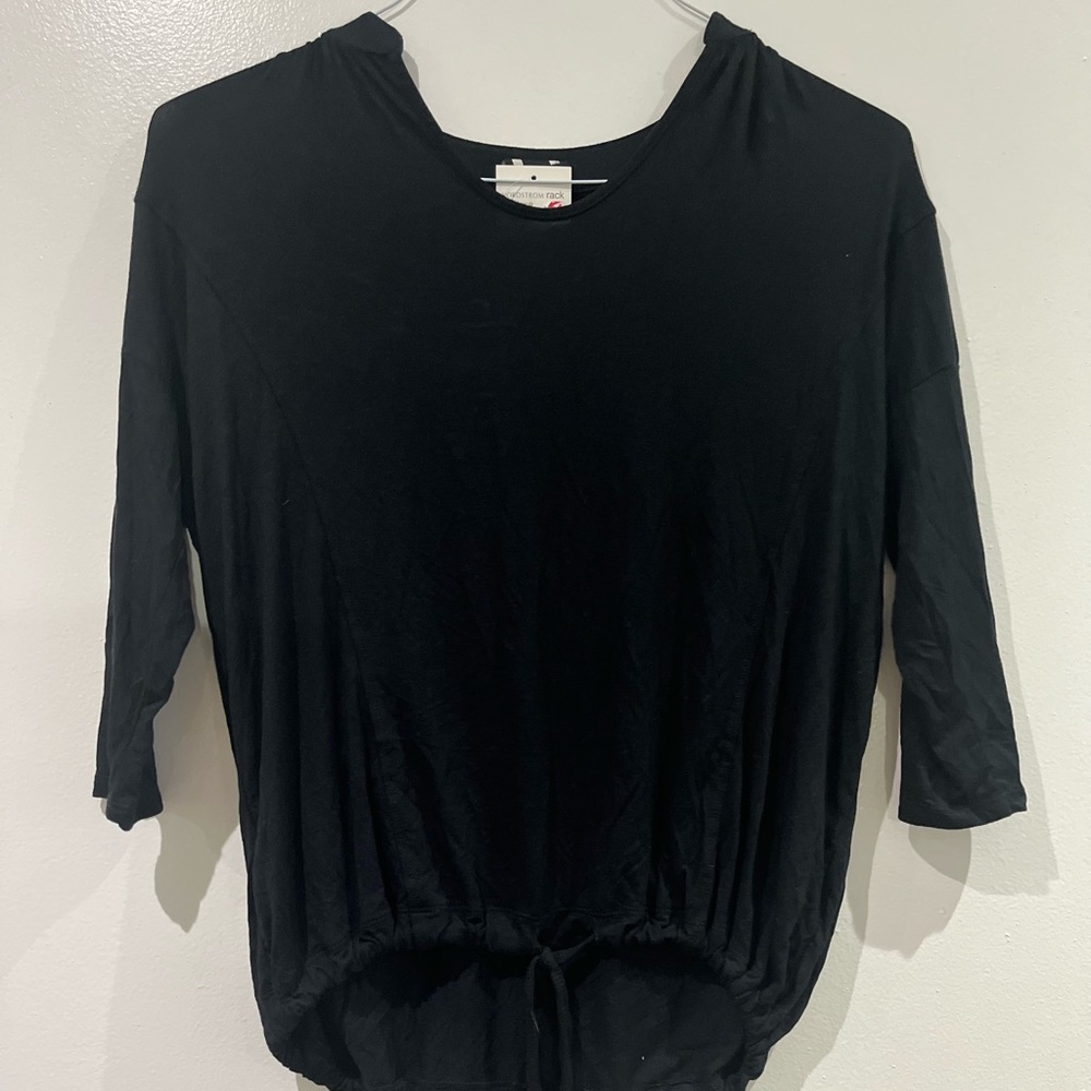H By Bordeaux Gathered Waist Black 3/4 sleeves size xs